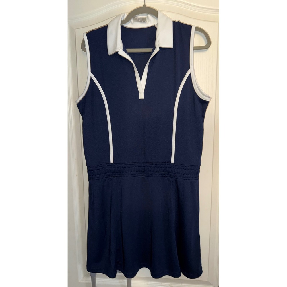 Callaway Womens Navy Blue Opti-Dri Sleeveless Golf Dress White Trim Large MA6056